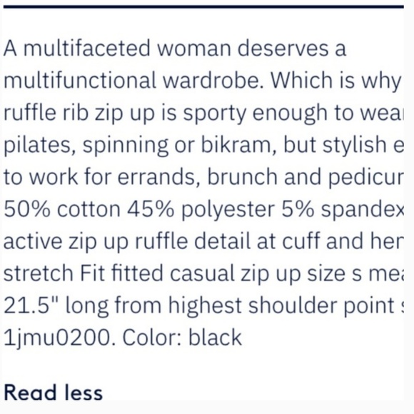 Kate Spade Ruffle Rib Zip Up, Black - Size S nwot - Picture 4 of 6